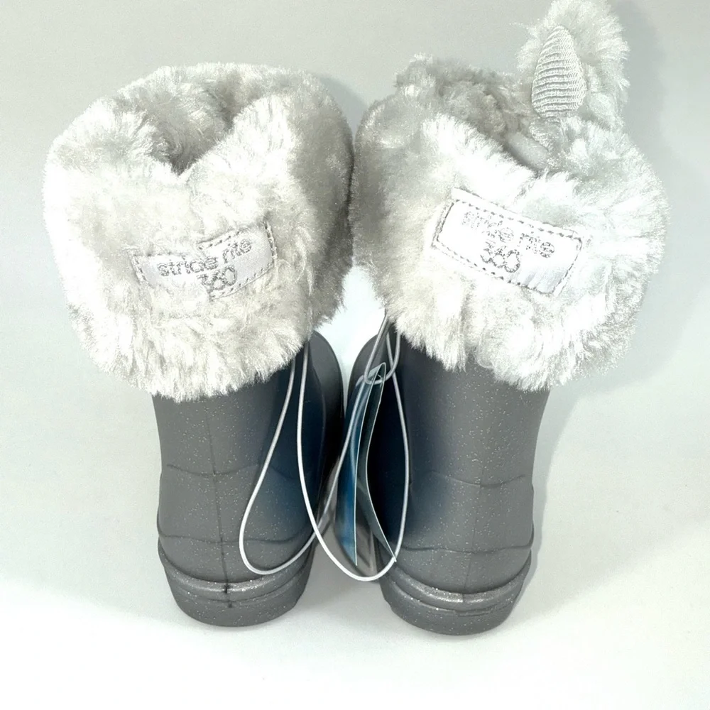 Stride Rite 360 Gecko Silver Baby/Toddler Fur-Lined Boots Size 5